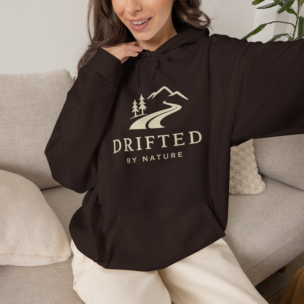 Drifted by Nature Hoodie — Minimal Mountain Road Graphic Hoodie