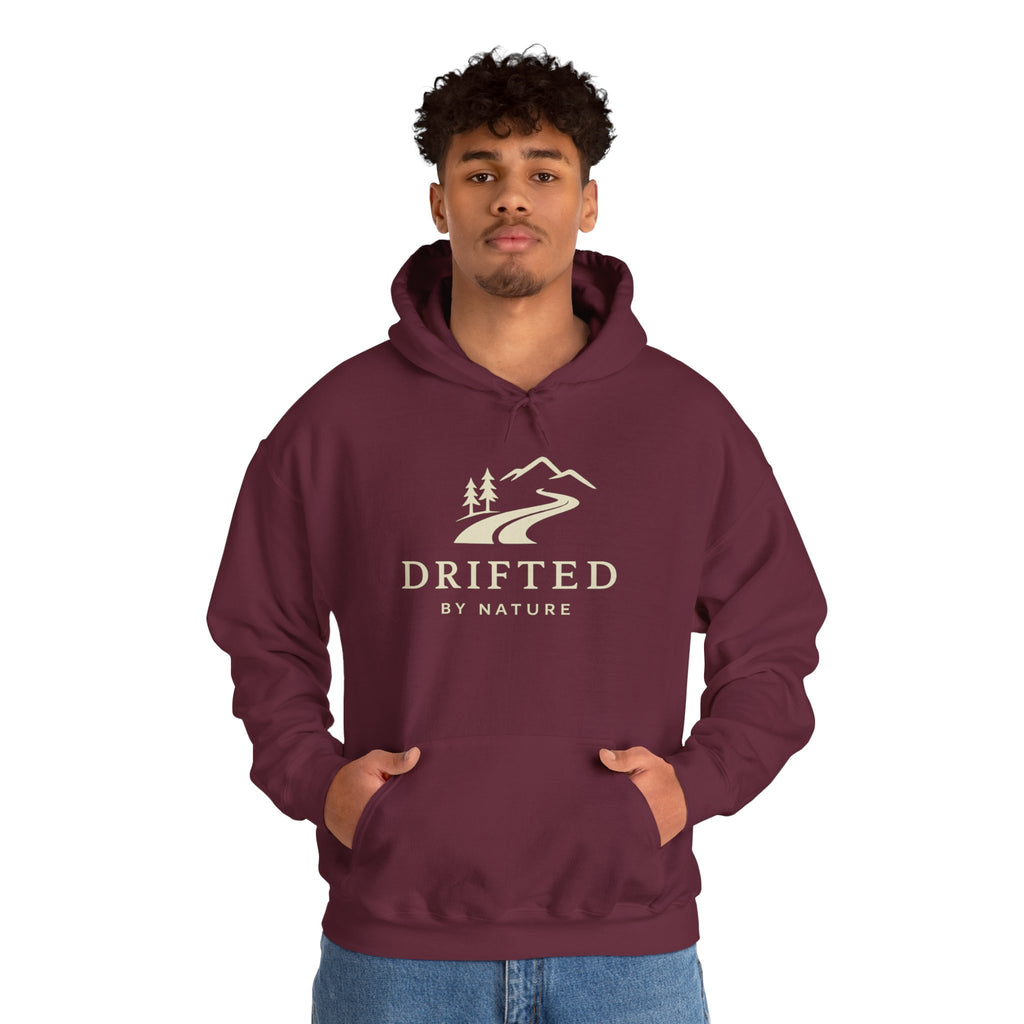 Drifted by Nature Hoodie — Minimal Mountain Road Graphic Hoodie
