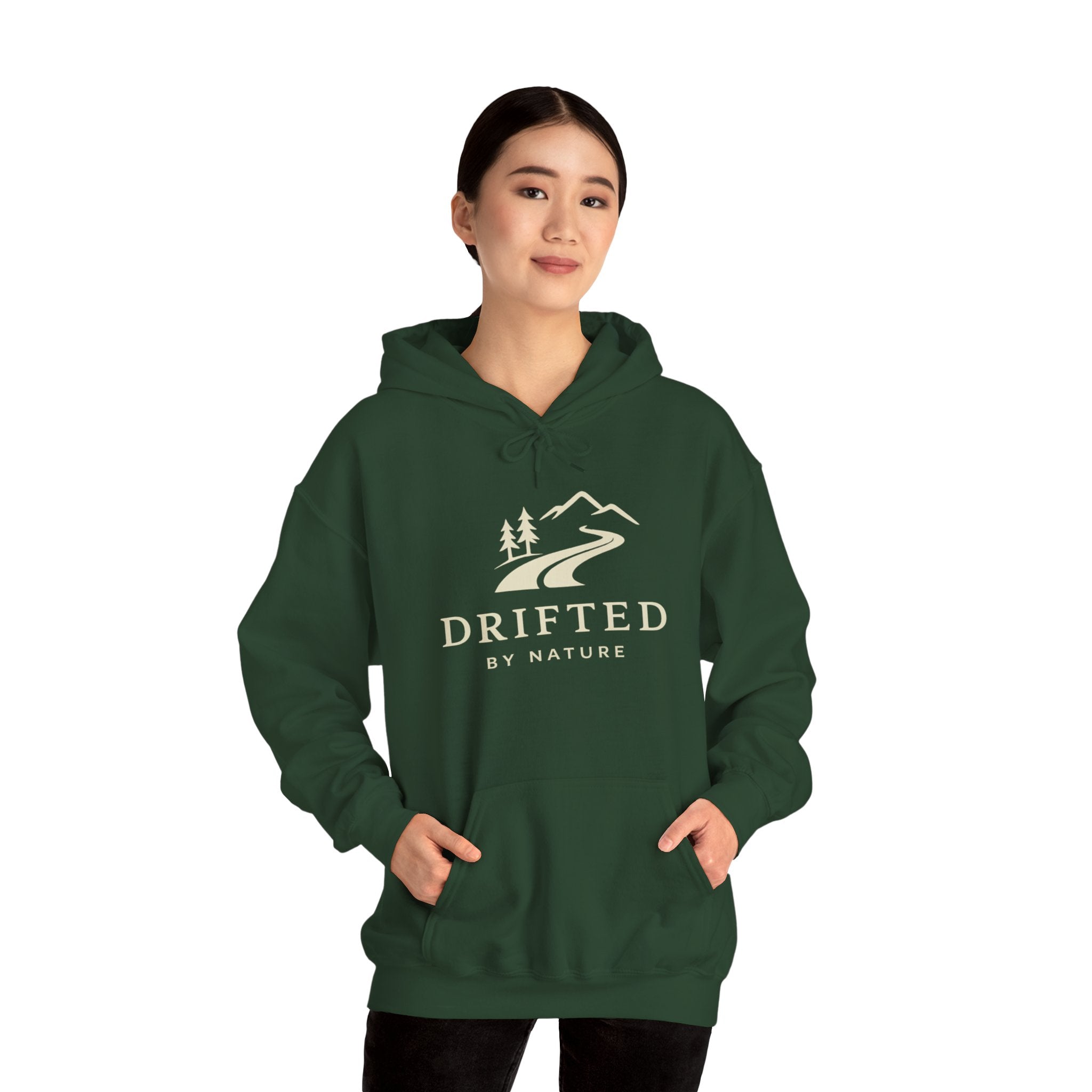 Drifted by Nature Hoodie — Minimal Mountain Road Graphic Hoodie