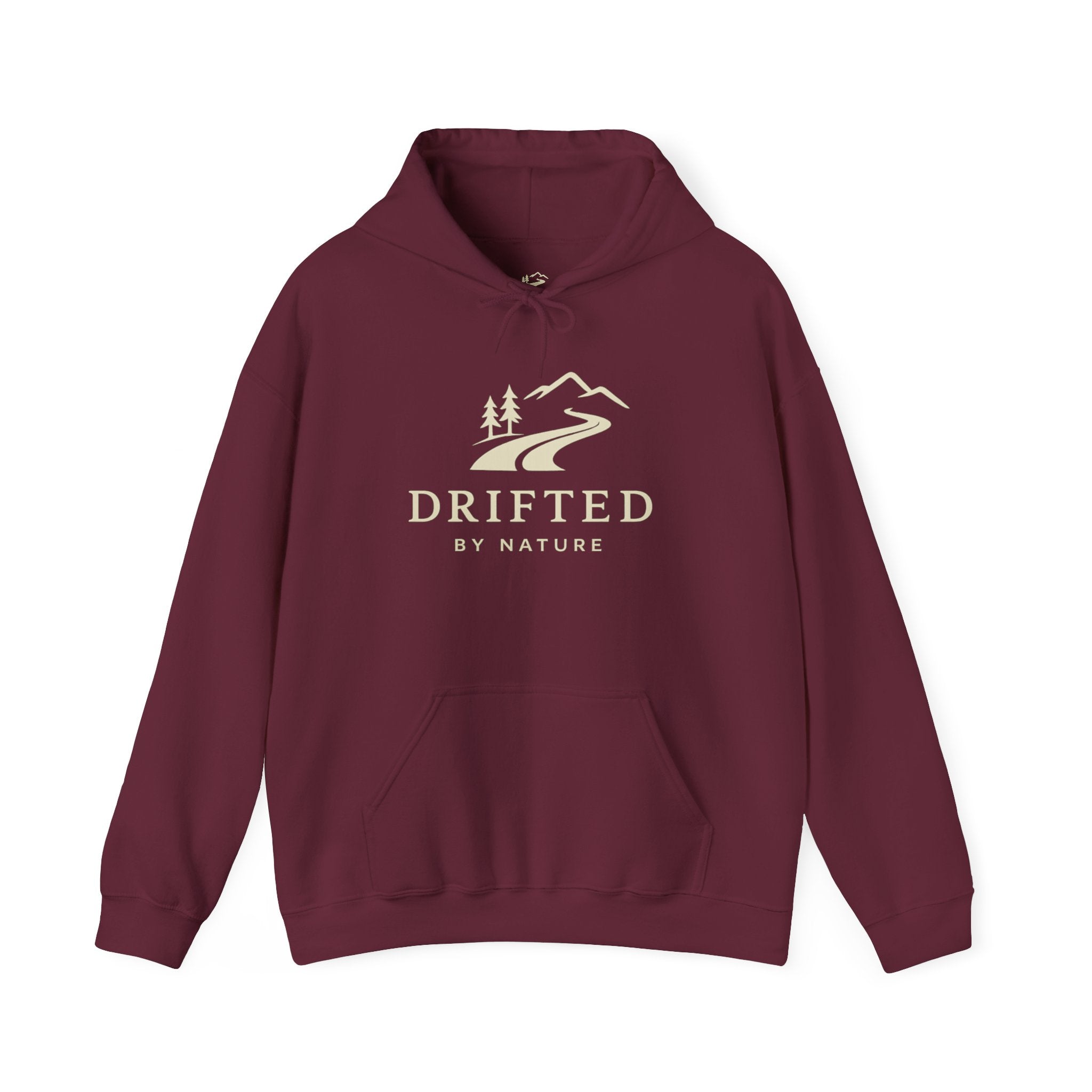 Drifted by Nature Hoodie — Minimal Mountain Road Graphic Hoodie