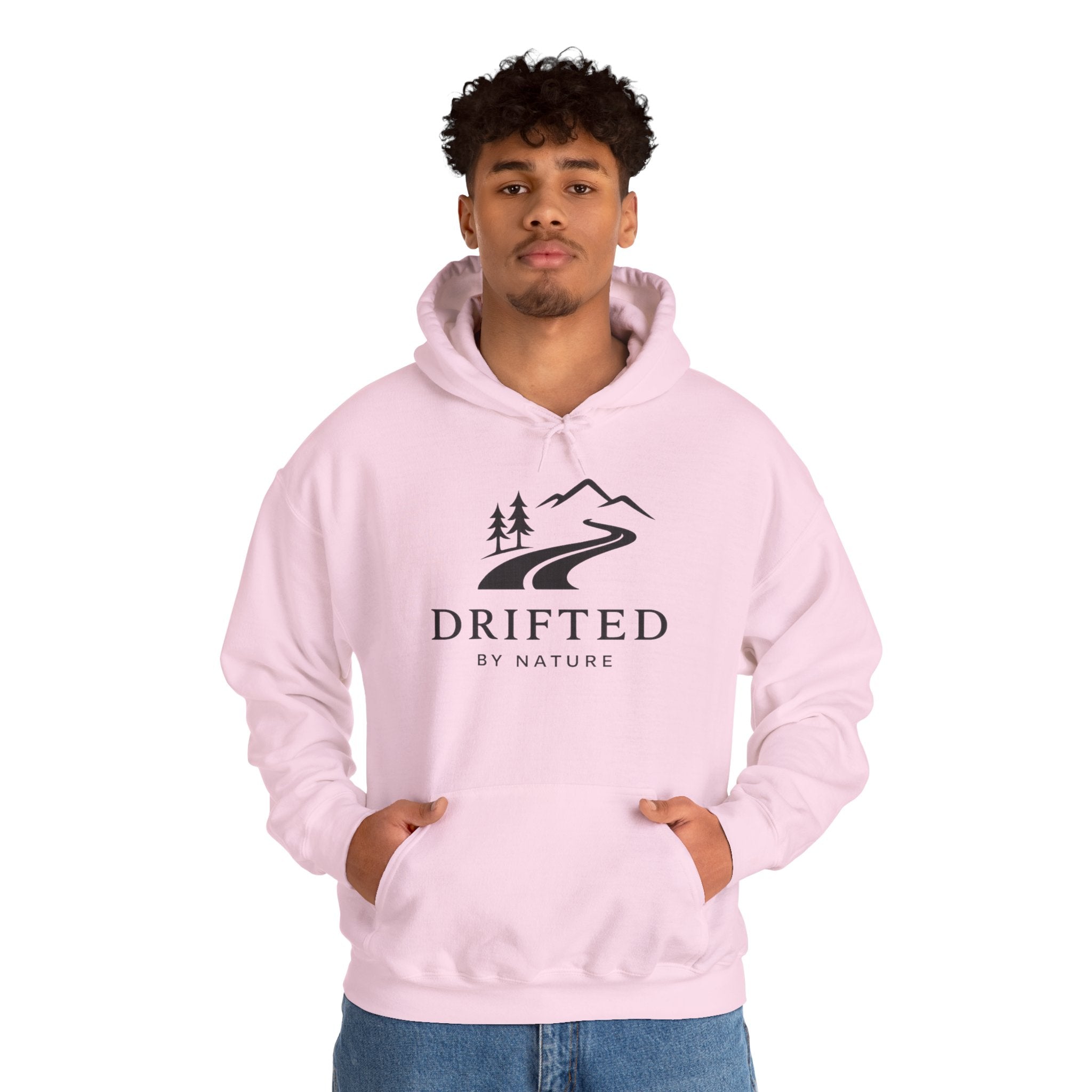 Drifted by Nature Hoodie — Minimal Mountain Road Graphic Hoodie