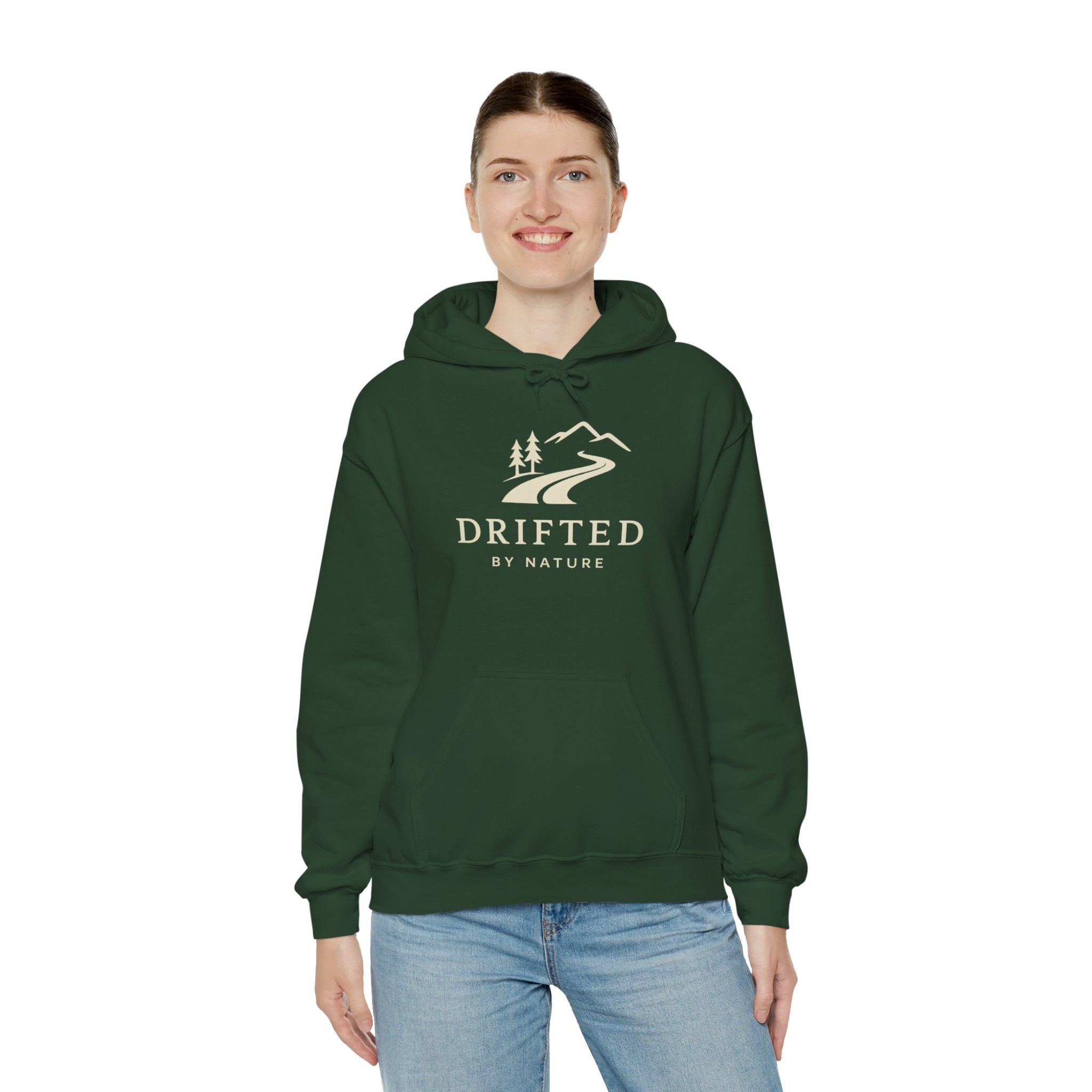 Drifted by Nature Hoodie — Minimal Mountain Road Graphic Hoodie