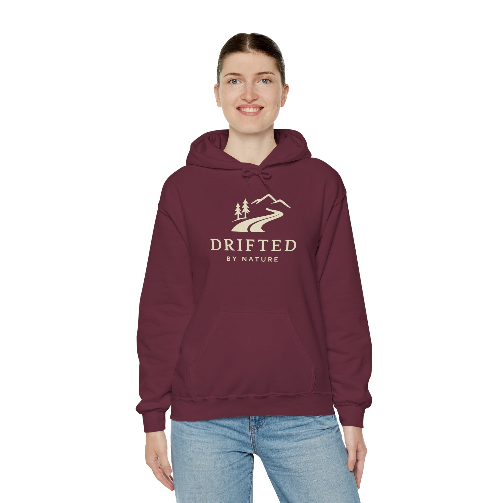 Drifted by Nature Hoodie — Minimal Mountain Road Graphic Hoodie