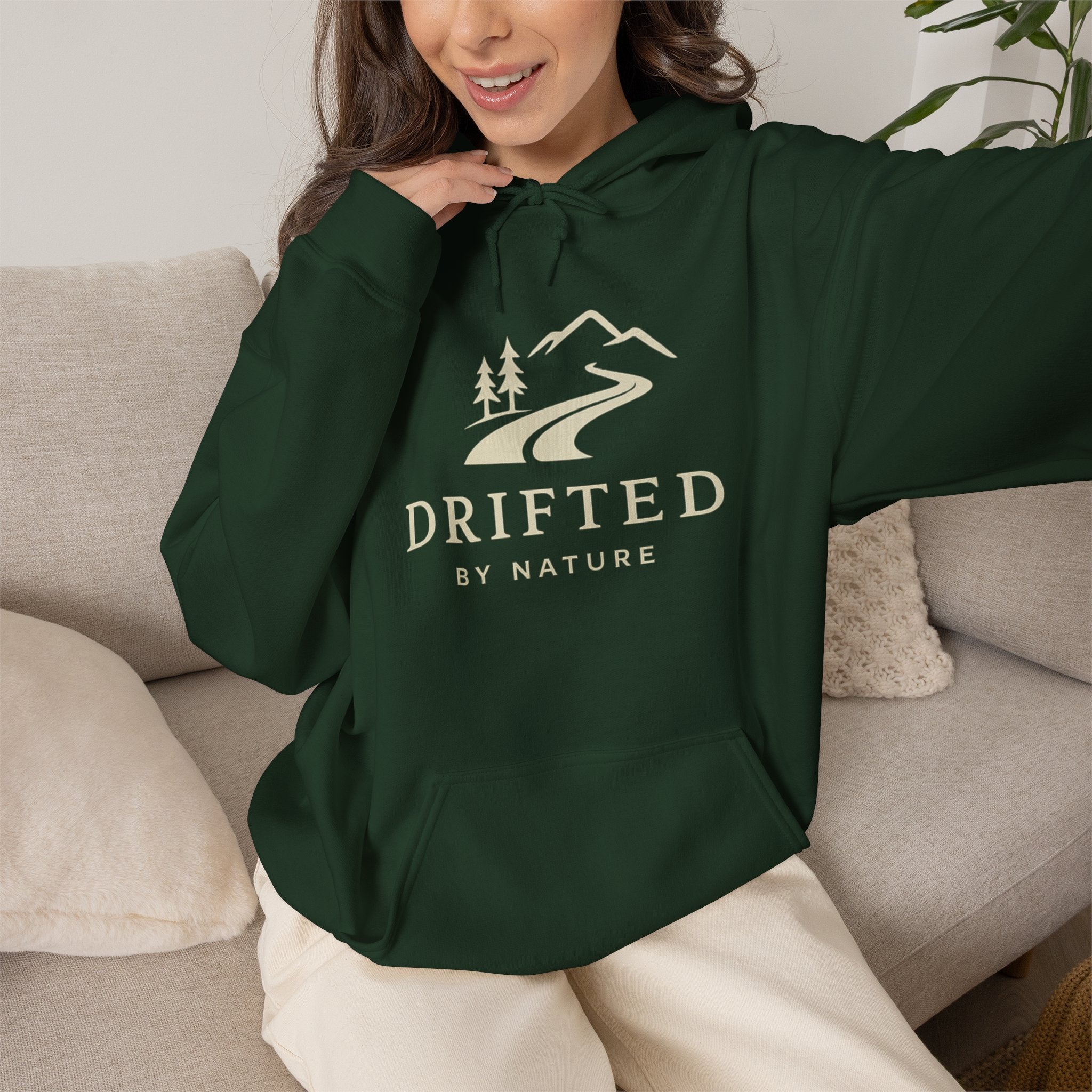 Drifted by Nature Hoodie — Minimal Mountain Road Graphic Hoodie