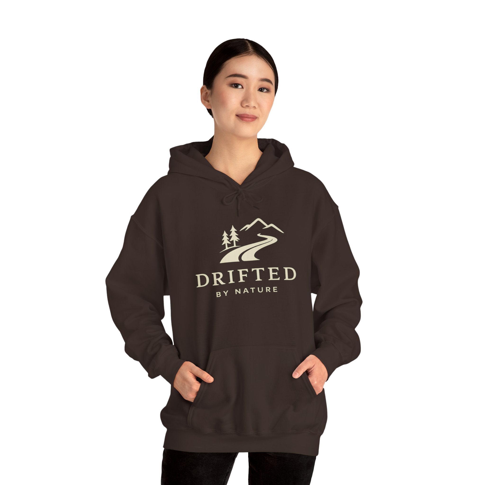 Drifted by Nature Hoodie — Minimal Mountain Road Graphic Hoodie