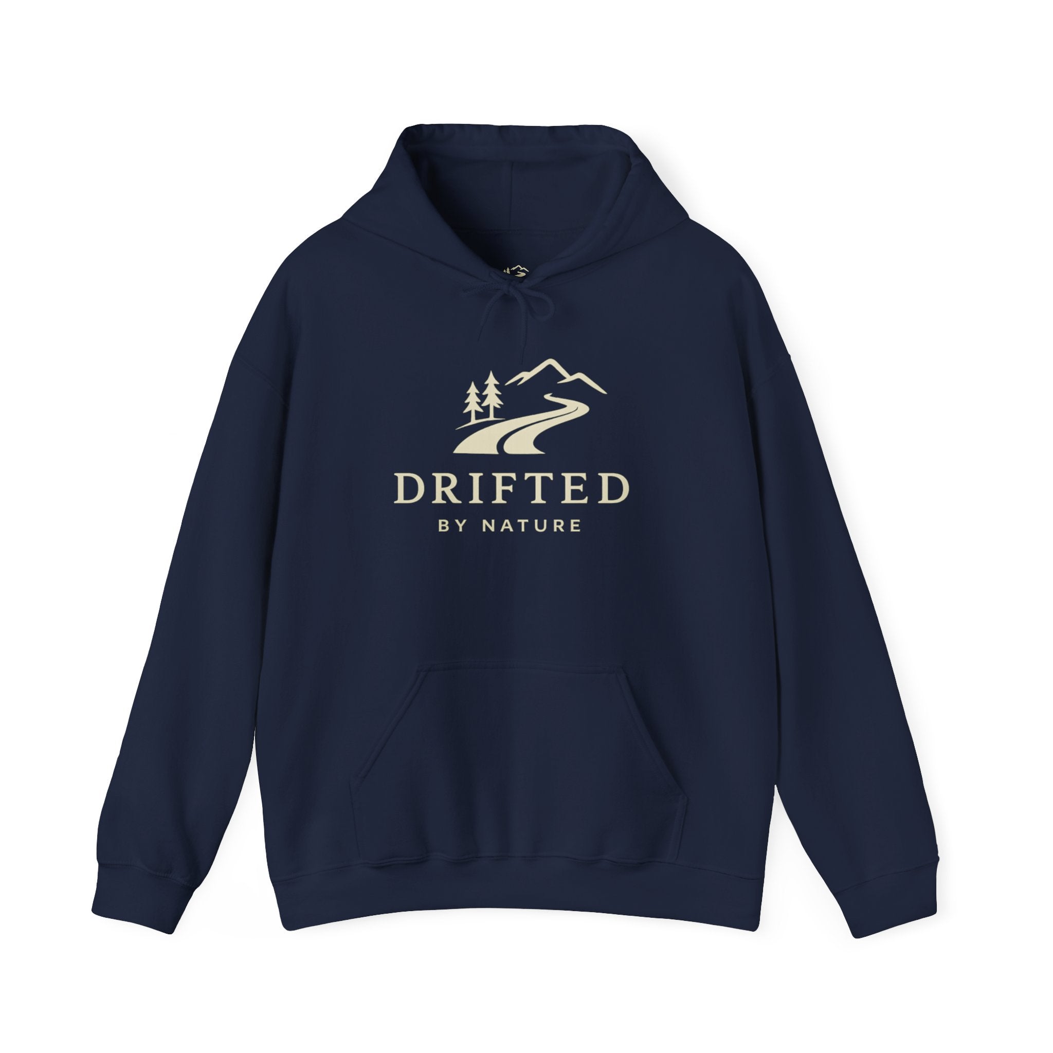 Drifted by Nature Hoodie — Minimal Mountain Road Graphic Hoodie