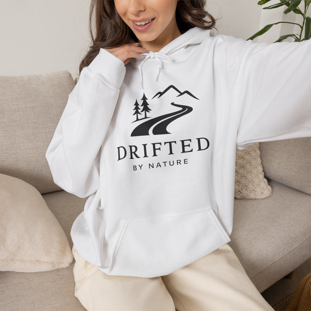 Drifted by Nature Hoodie — Minimal Mountain Road Graphic Hoodie