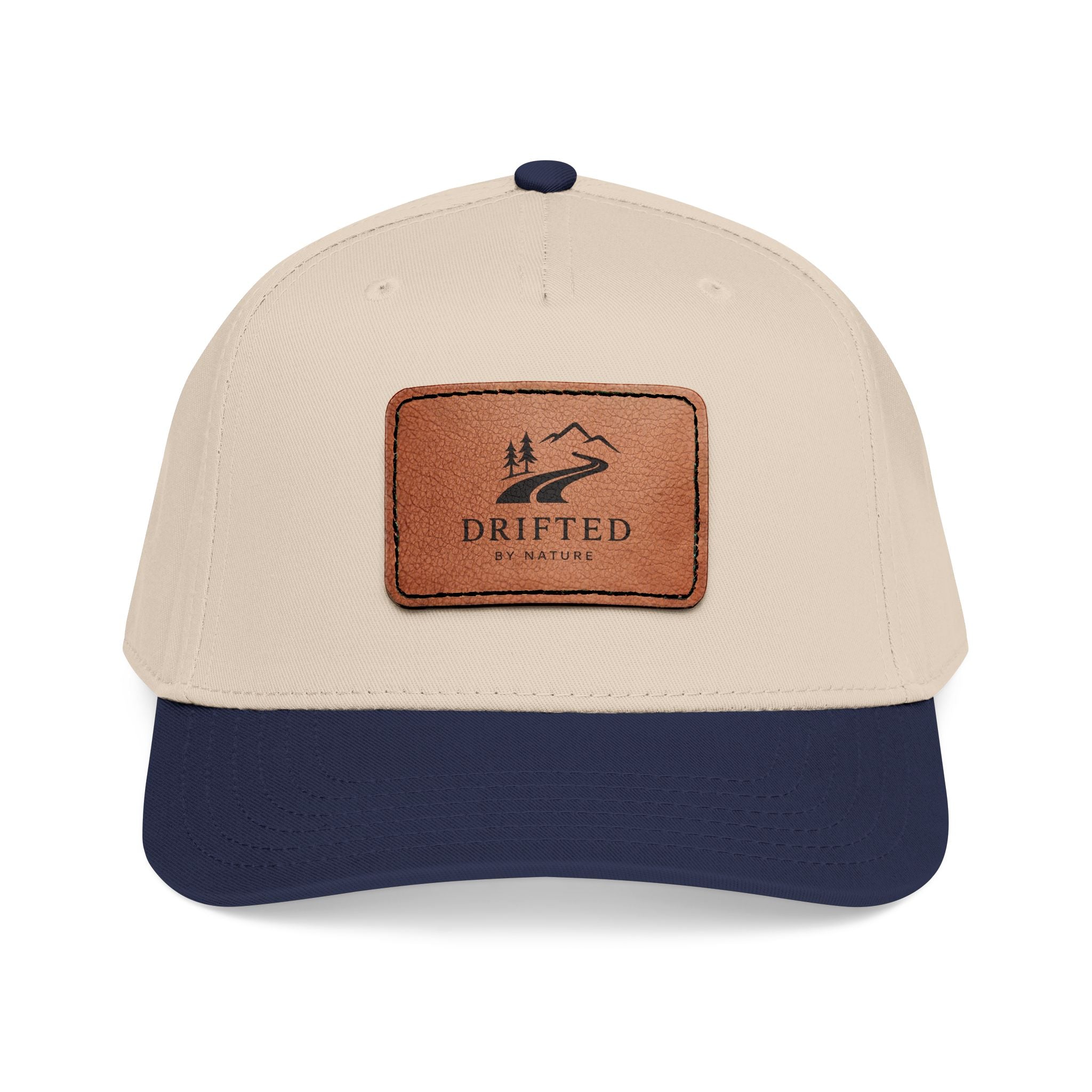Drifted by Nature Leather Patch Cap — Structured Baseball Hat