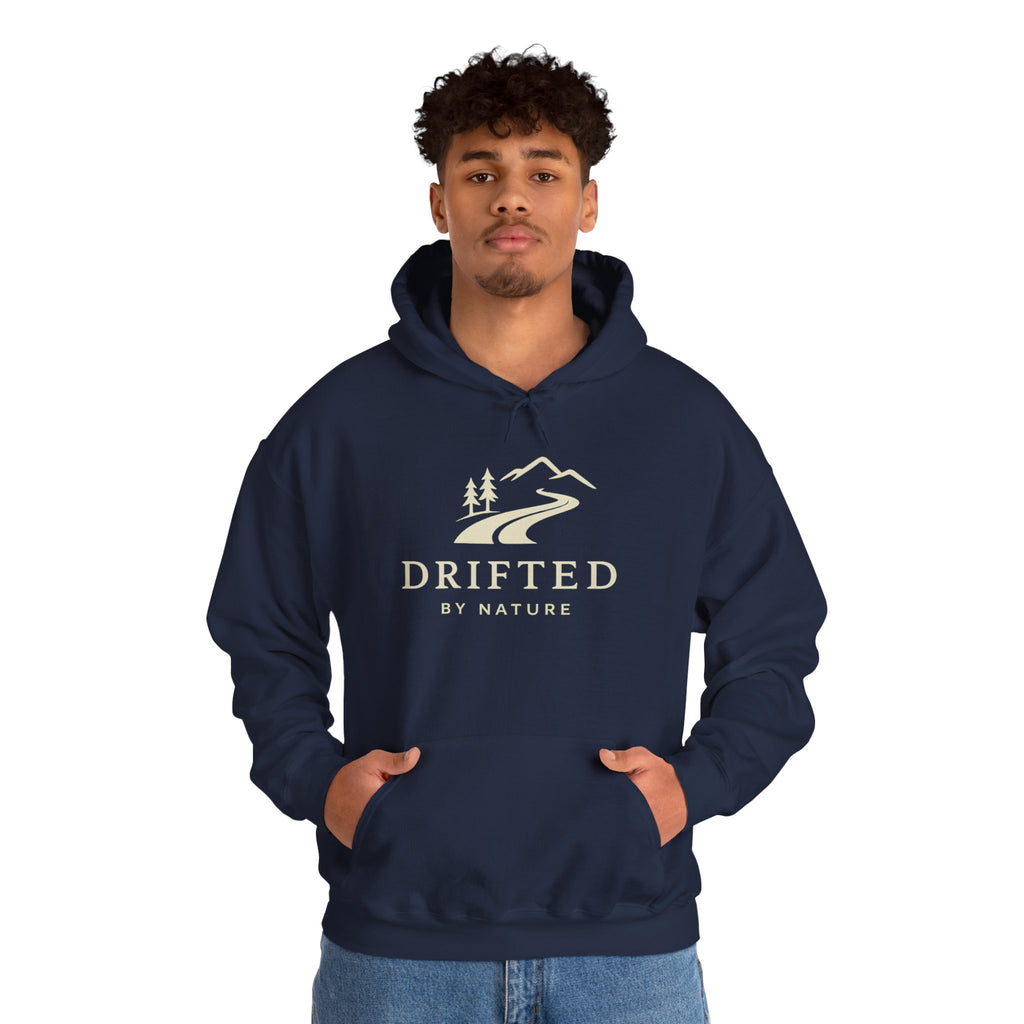 Drifted by Nature Hoodie — Minimal Mountain Road Graphic Hoodie