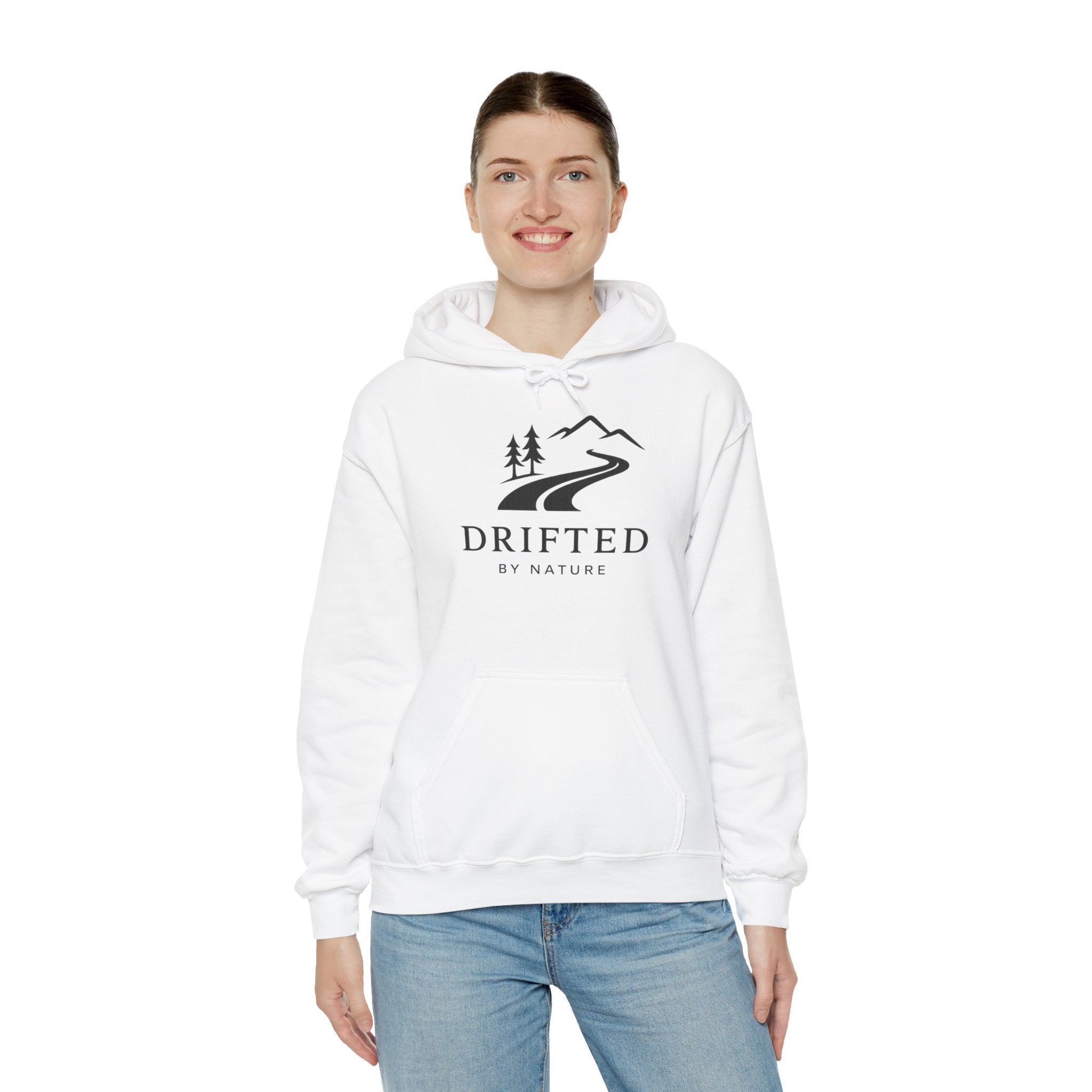 Drifted by Nature Hoodie — Minimal Mountain Road Graphic Hoodie