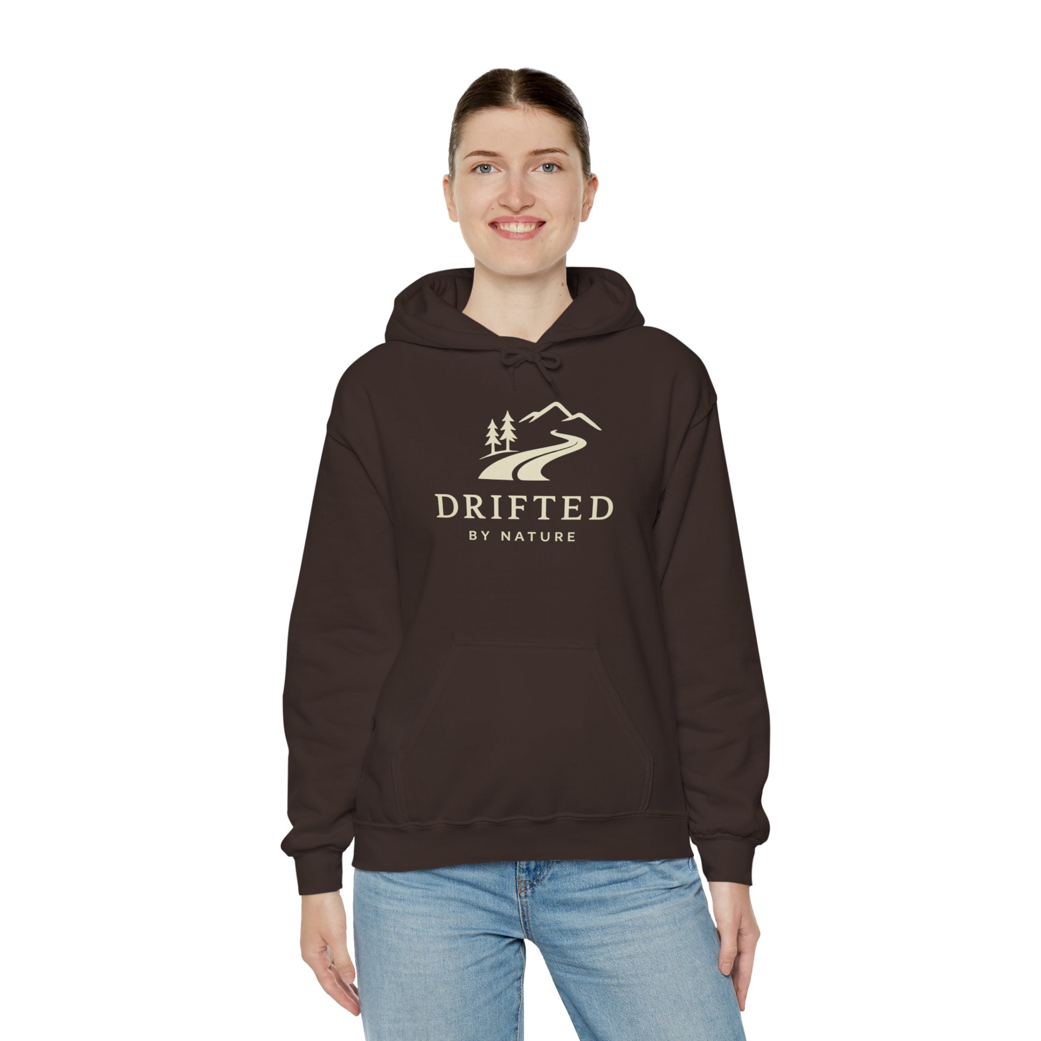 Drifted by Nature Hoodie — Minimal Mountain Road Graphic Hoodie