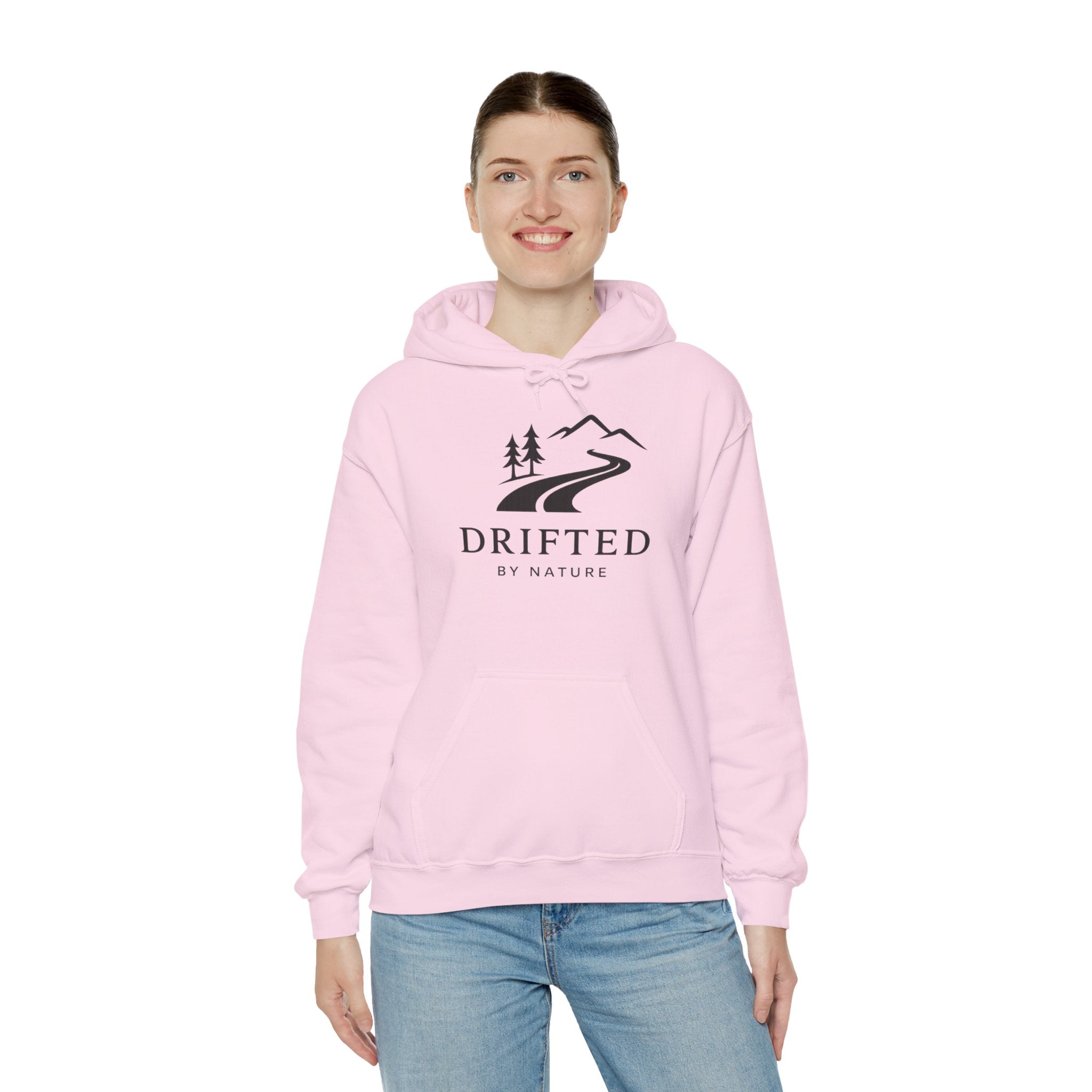 Drifted by Nature Hoodie — Minimal Mountain Road Graphic Hoodie