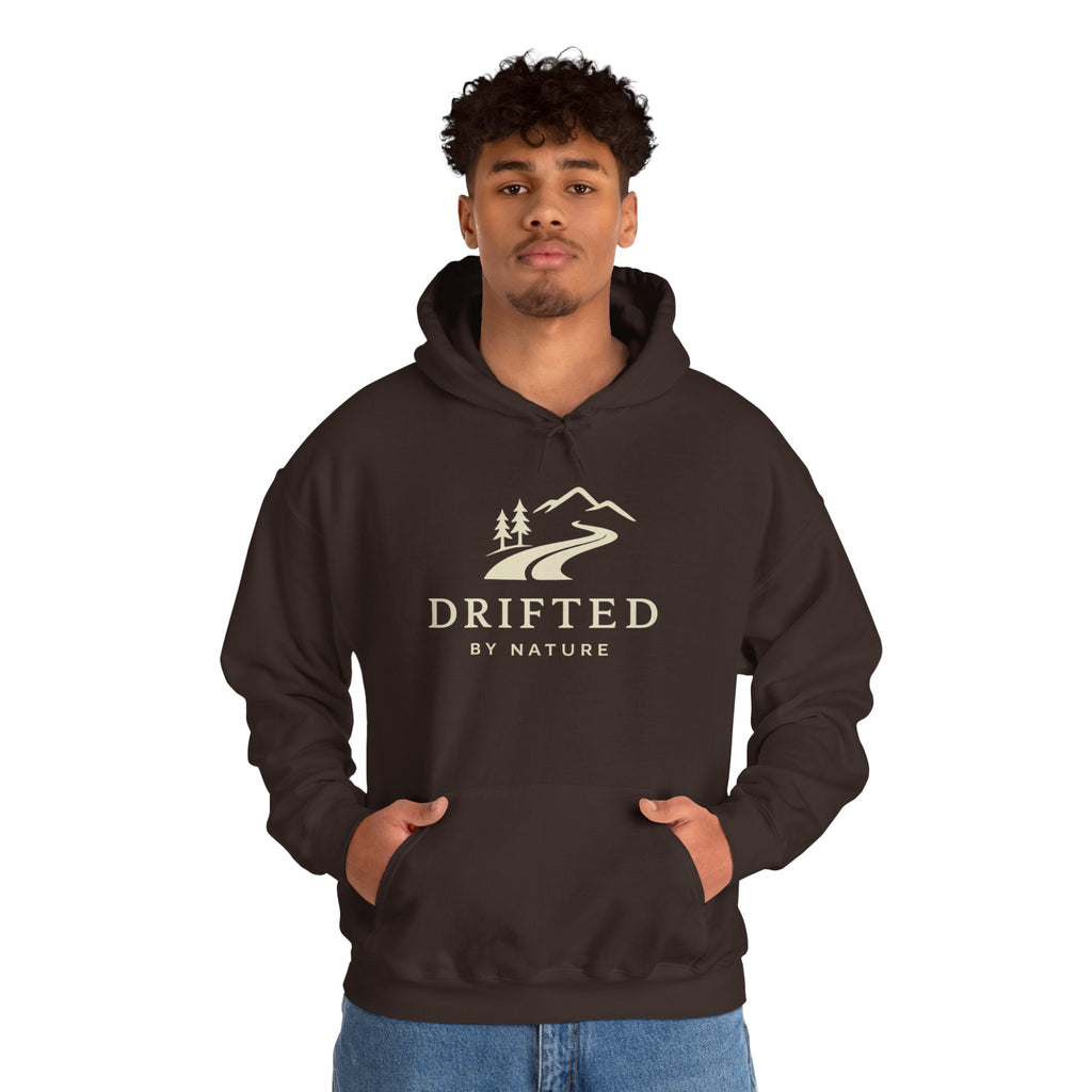 Drifted by Nature Hoodie — Minimal Mountain Road Graphic Hoodie