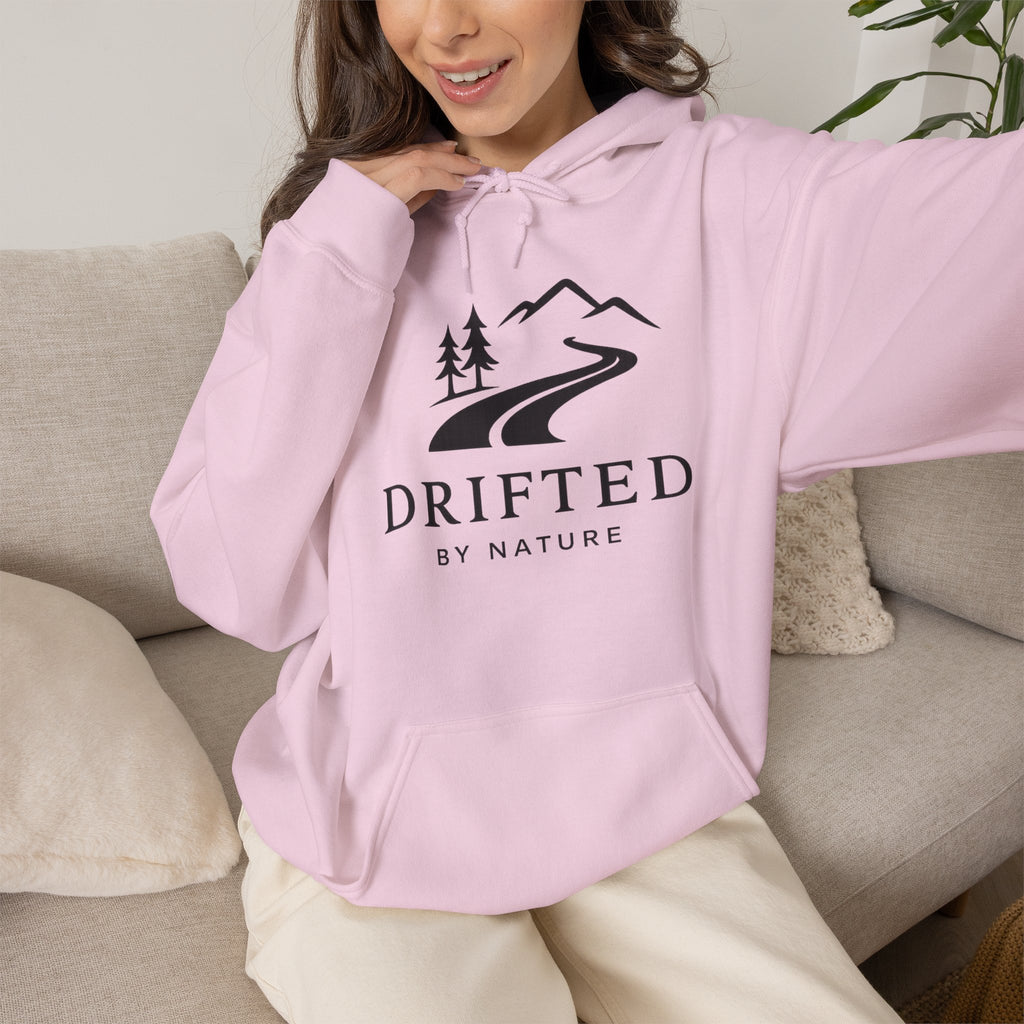 Drifted by Nature Hoodie — Minimal Mountain Road Graphic Hoodie